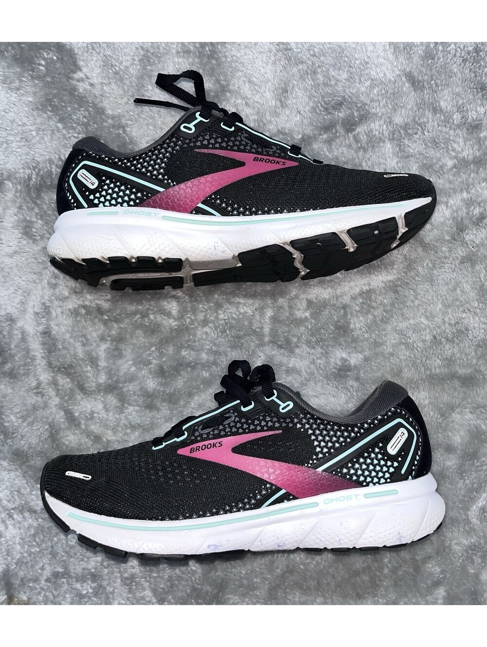 Brooks Ghost 14 Low Black White Pink Women's Running Sneakers Shoes Size 6.5